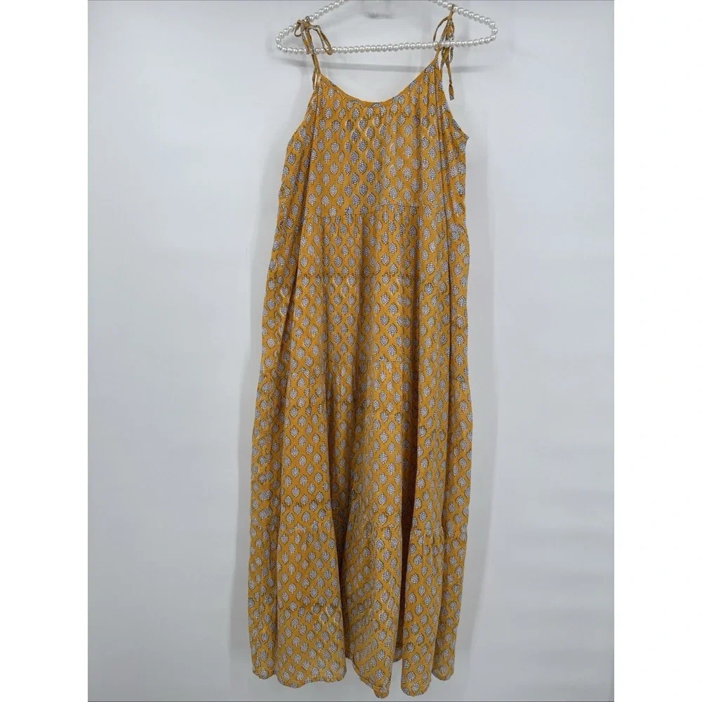 Emerson Fry India Collection Hand Block Printed Button Front Maxi Dress M/L??